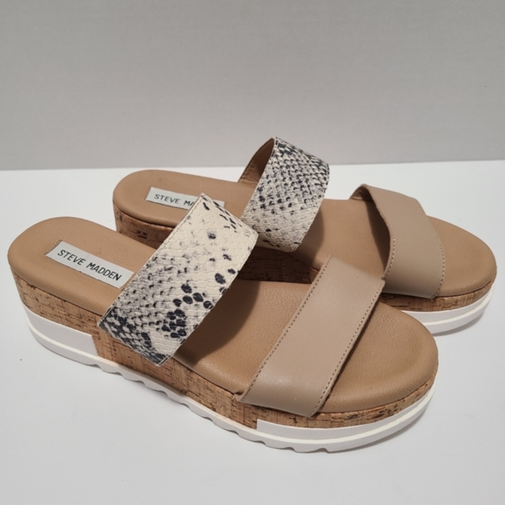 Steve Madden Thalia Cork Platform Sandal‎ Reptile / Snake Strap Size 9M